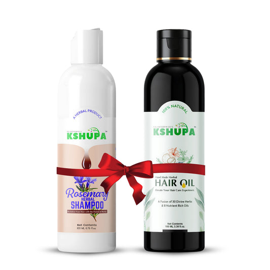 HERBAL HAIR CARE COMBO | Handmade Herbal Hair Oil (200ml) + Rosemary Shampoo (200ml) | Anti Hair Fall & Dandruff Control Ayurvedic Pack